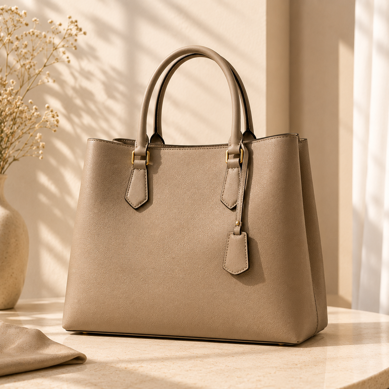 Structured leather handbag